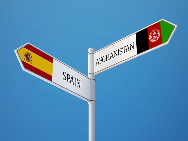 Spanje Afghanistan teken vlaggen Concept — Stockfoto