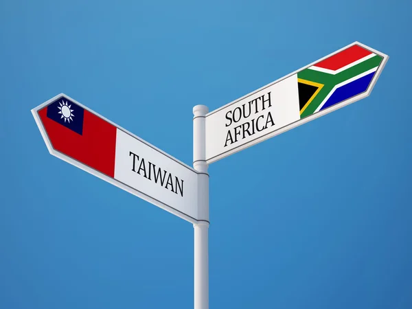 Sydafrika Taiwan tecken flaggor koncept — Stockfoto