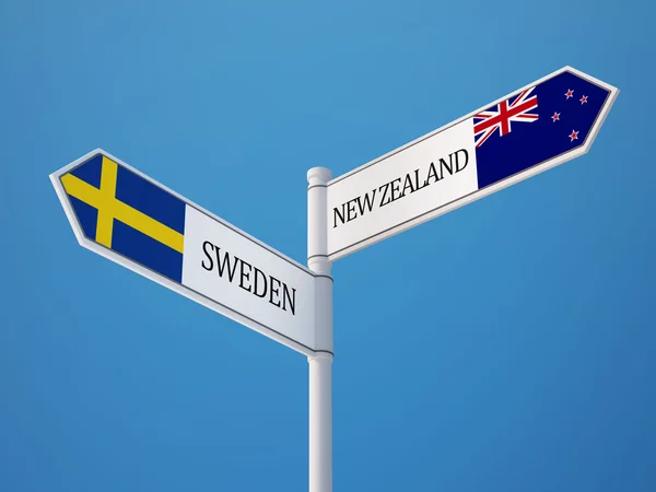 Suecia Nueva Zelanda Sign Flags Concept — Foto de Stock