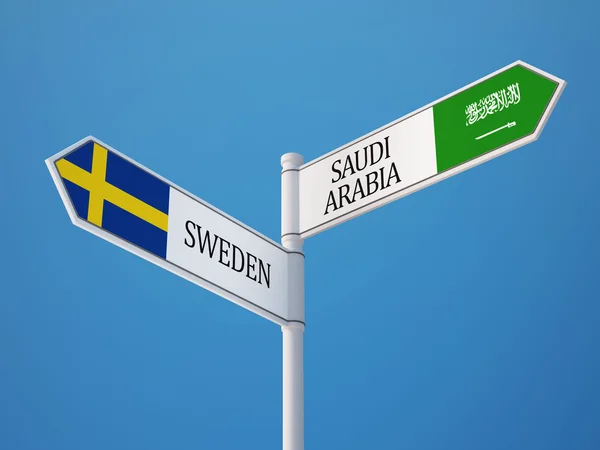 Arabia Saudita Suecia Sign Flags Concept —  Fotos de Stock