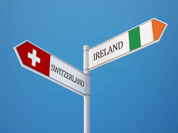 Schweiz Irland tecken flaggor koncept — Stockfoto