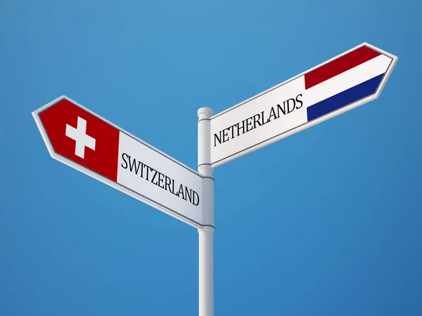 Switzerland Netherlands  Sign Flags Concept — Stock Photo, Image