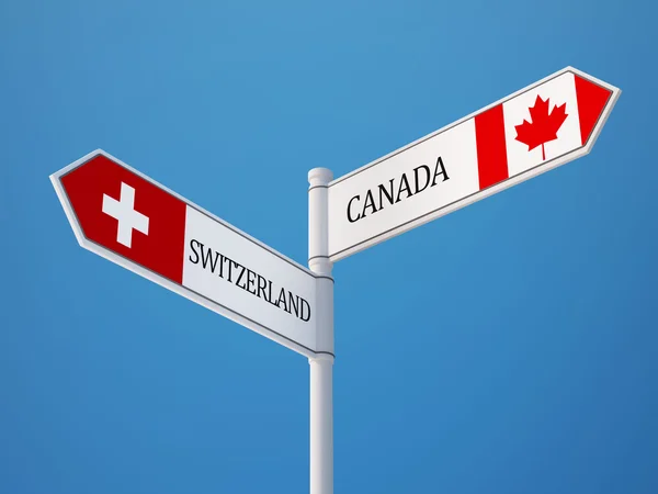 Suíça Canada Sign Flags Conceito — Fotografia de Stock