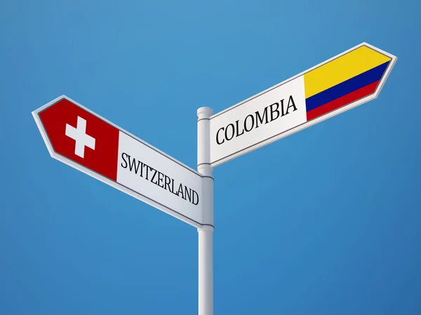 Швейцария Колумбия подписала Концепцию флагов — стоковое фото