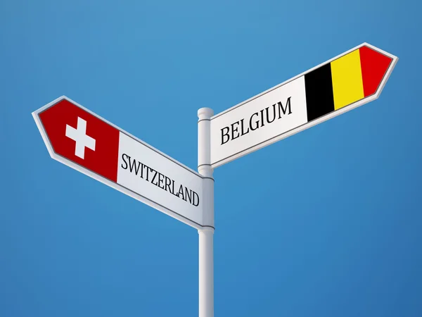 Suíça Bélgica Signo Bandeiras Conceito — Fotografia de Stock