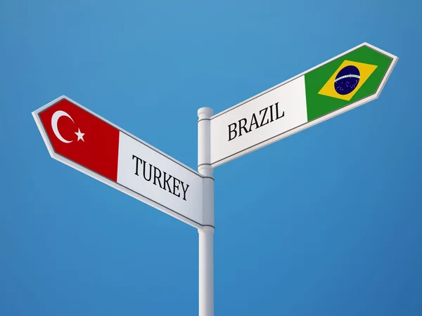 Turkey Brazil  Sign Flags Concept — Stock Photo, Image