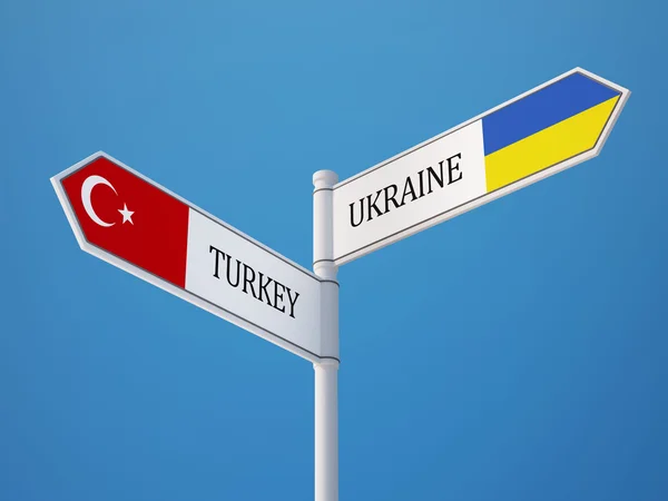 Ukraine Turquie Signer Drapeaux Concept — Photo