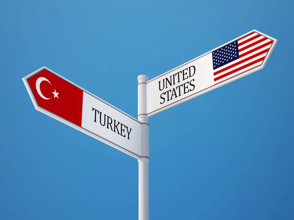 Amerika Birleşik Devletleri Türkiye işaret bayrakları kavramı — Stok fotoğraf