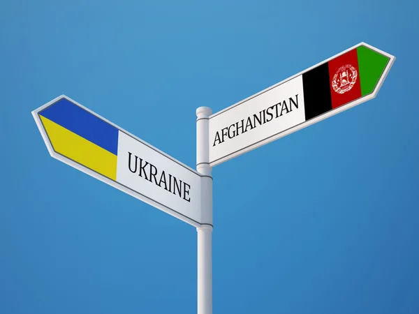 Ukraine Afghanistan Sign Flags Concept — Stock Photo, Image