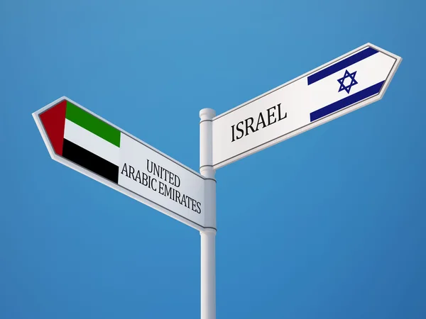 Verenigde Arabische Emiraten Israël teken vlaggen Concept — Stockfoto