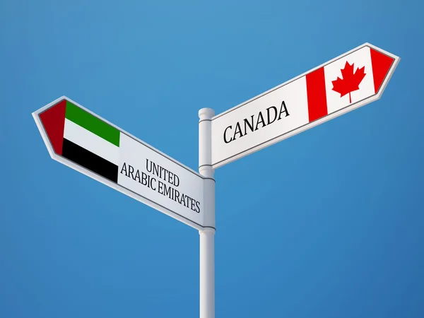 Emiratos Árabes Unidos Canadá Sign Flags Concept — Foto de Stock