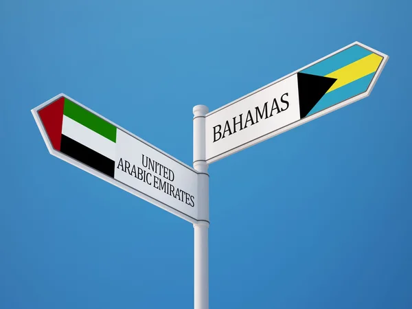 United Arab Emirates Bahamas Sign Flags Concept — Stock Photo, Image