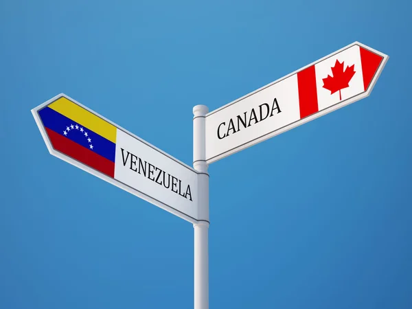 Venezuela Canada  Sign Flags Concept — Stock Photo, Image
