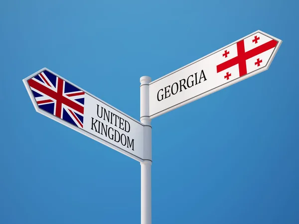 United Kingdom Georgia  Sign Flags Concept — Stock Photo, Image