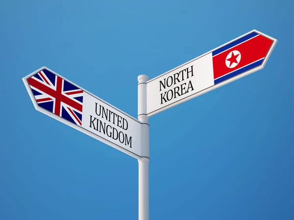 Wielka Brytania Korea Północna znak flagi koncepcja — Zdjęcie stockowe