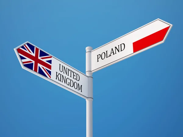 United Kingdom Poland Sign Flags Concept — Stock Photo, Image