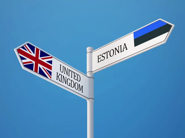 Förenade kungariket Estland tecken flaggor koncept — Stockfoto