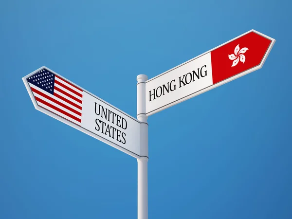 United States Hong Kong  Sign Flags Concept — Stock Photo, Image