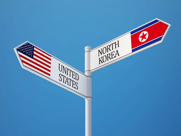 Estados Unidos Corea del Norte Sign Flags Concept — Foto de Stock