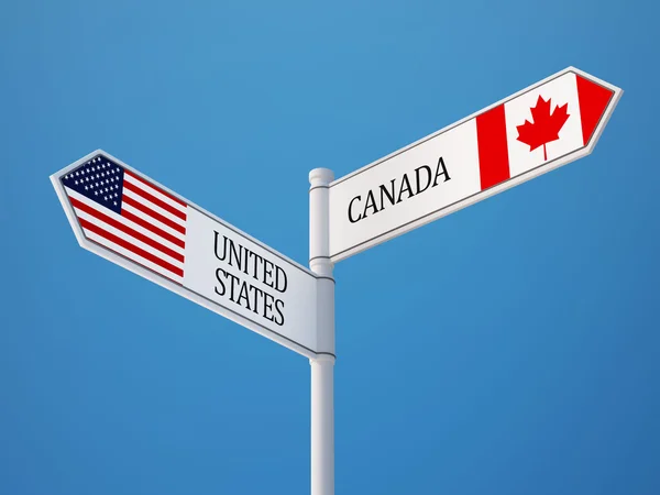 United States Canada  Sign Flags Concept — Stock Photo, Image