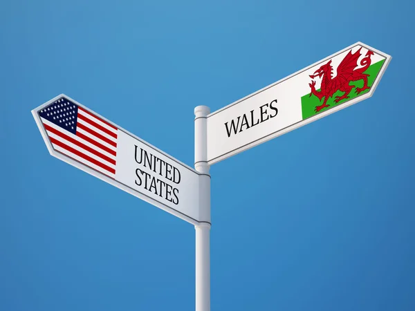 Wales Verenigde Staten teken vlaggen Concept — Stockfoto