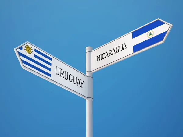 Uruguay Nicaragua Firma Concepto de Banderas — Foto de Stock