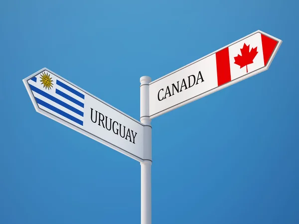 Uruguay Canadá Firma el concepto de banderas — Foto de Stock