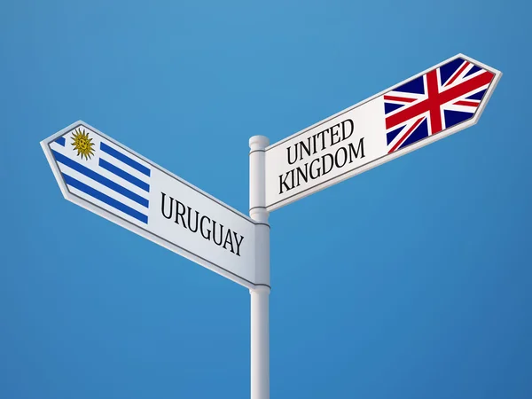 Uruguay Regno Unito Sign Flags Concept — Foto Stock