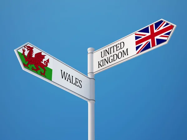 Wales Verenigd Koninkrijk teken vlaggen Concept — Stockfoto