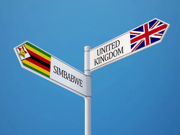 Zimbabwe Reino Unido Sign Flags Concept —  Fotos de Stock