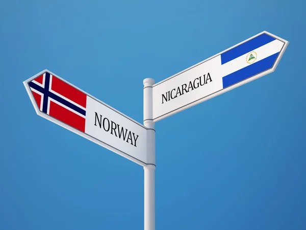 Norwegen Nicaragua Zeichen Flaggen Konzept — Stockfoto