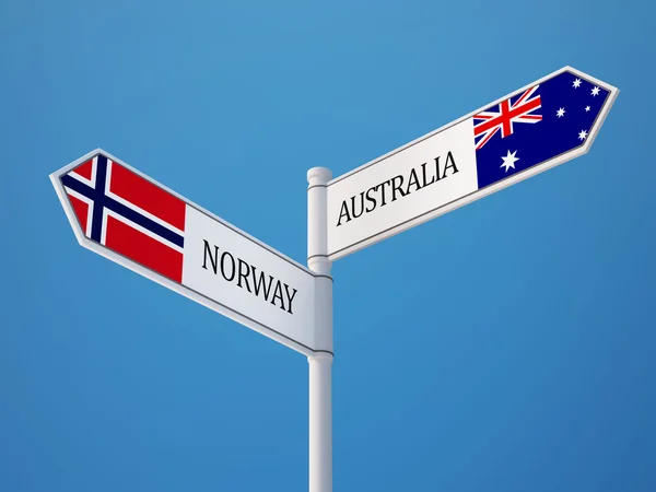 Norwegen Australien Zeichen Flaggen Konzept — Stockfoto
