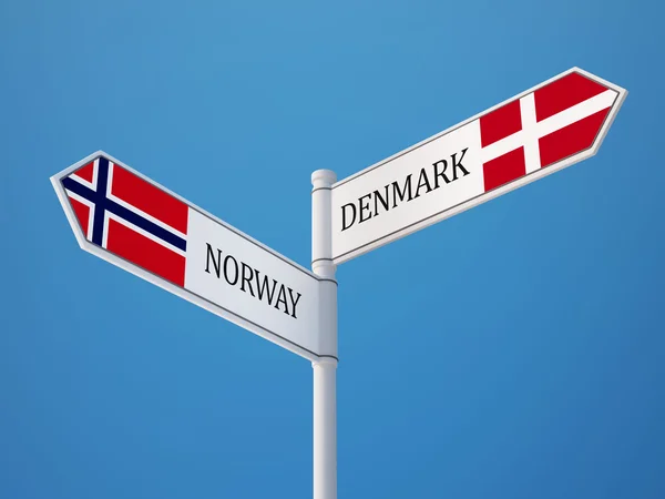 Norge Danmark Sign flaggor koncept — Stockfoto
