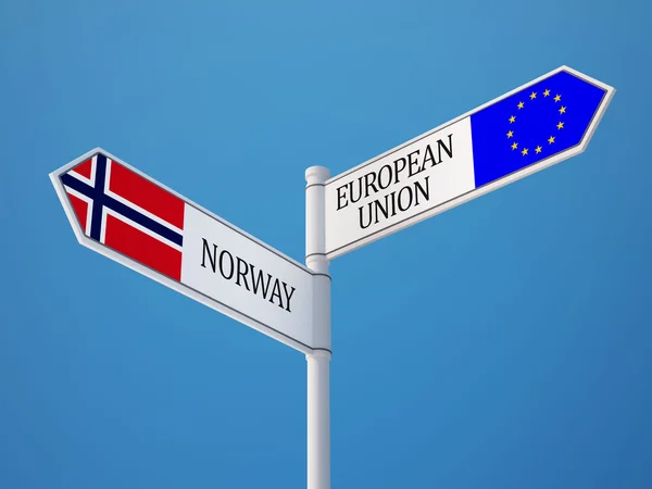 Europäische Union Norwegen Zeichen Flaggen Konzept — Stockfoto