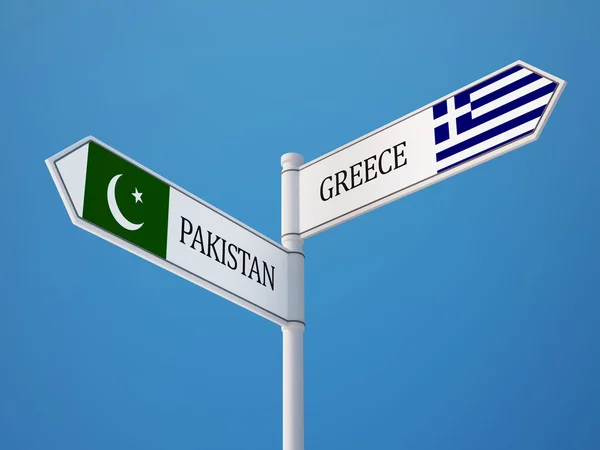 Пакистан Греції знак прапори концепції — стокове фото