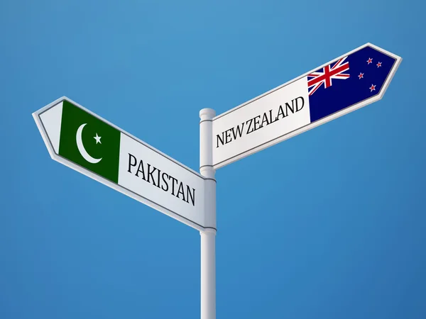 Pakistan New Zealand  Sign Flags Concept — Stock Photo, Image