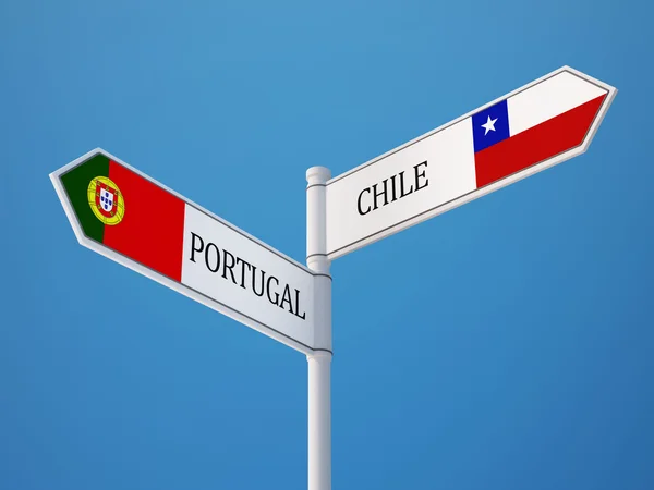 Portugal Chile Firma Concepto de Banderas — Foto de Stock