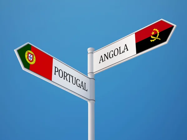 Португалия Ангола подписала концепцию флагов — стоковое фото