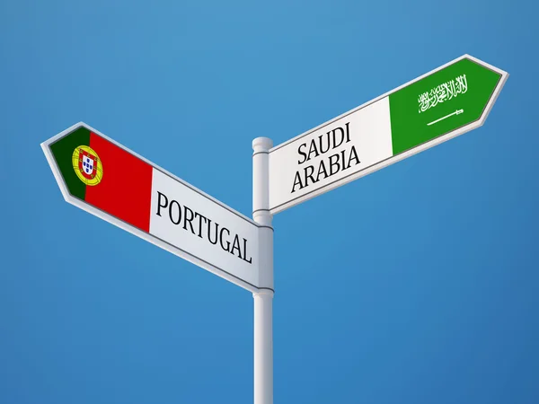 Arabia Saudyjska Portugalia znak flagi koncepcja — Zdjęcie stockowe