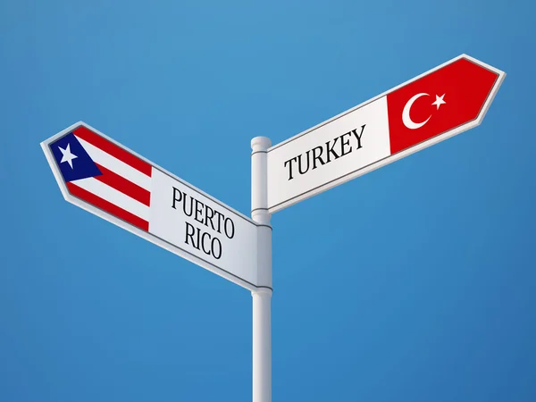 Puerto Rico Turkey  Sign Flags Concept — Stock Photo, Image