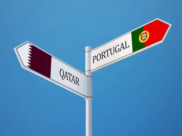 Πορτογαλία Κατάρ σημάδι σημαίες έννοια — Φωτογραφία Αρχείου