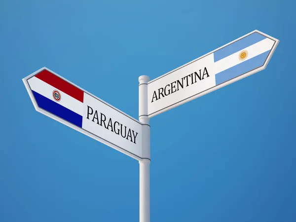 Paraguay Argentína bejelentkezési jelzők koncepció — Stock Fotó