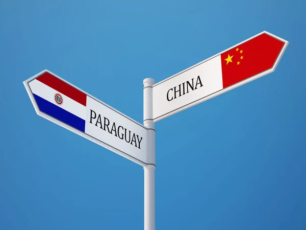 Paraguay China teken vlaggen Concept — Stockfoto
