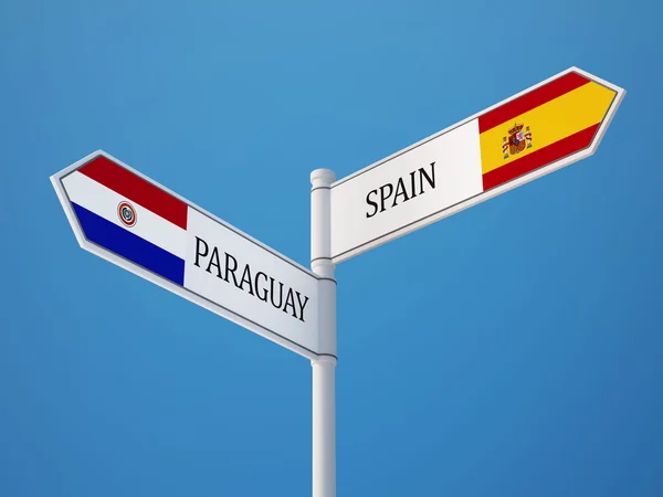 Paraguay Spain  Sign Flags Concept — Stock Photo, Image