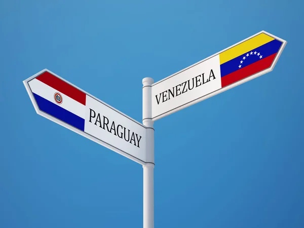 Παραγουάη Βενεζουέλα σημάδι σημαίες έννοια — Φωτογραφία Αρχείου