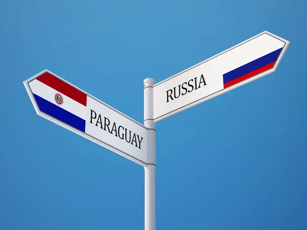 Russia Paraguay  Sign Flags Concept — Stock Photo, Image