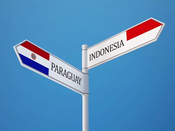 Indonézia Paraguay bejelentkezési jelzők koncepció — Stock Fotó