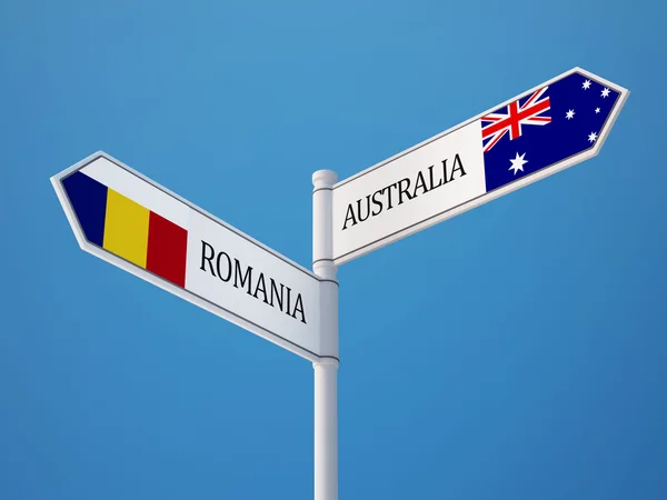 Romania Australia  Sign Flags Concept — Stock Photo, Image