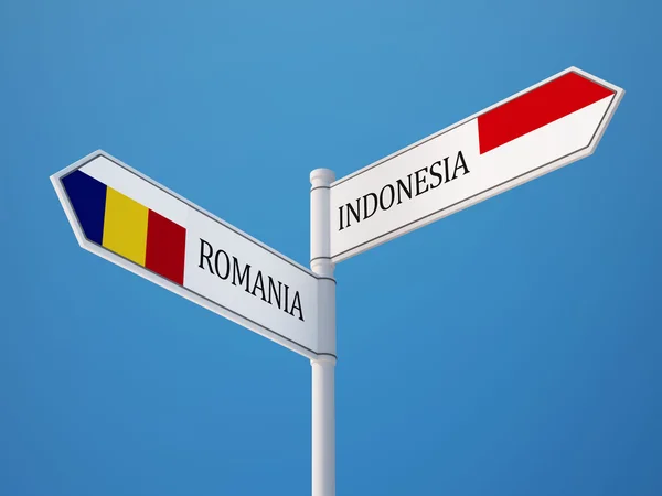 Indonesia Romania  Sign Flags Concept — Stock Photo, Image