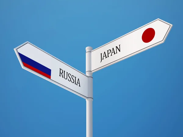 Russia Japan  Sign Flags Concept — Stock Photo, Image